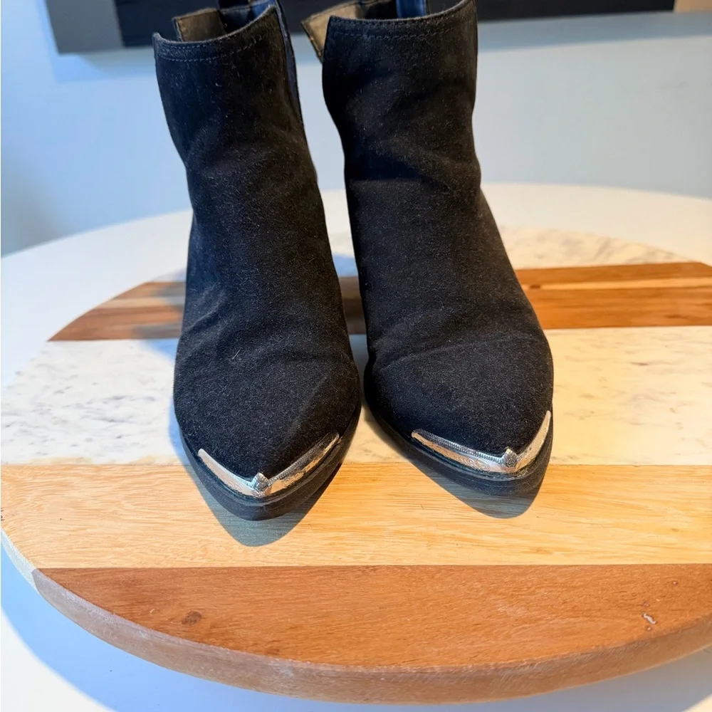 Mossimo Supply Co. Black Ankle Boots with Silver Tips - Picture 4 of 6